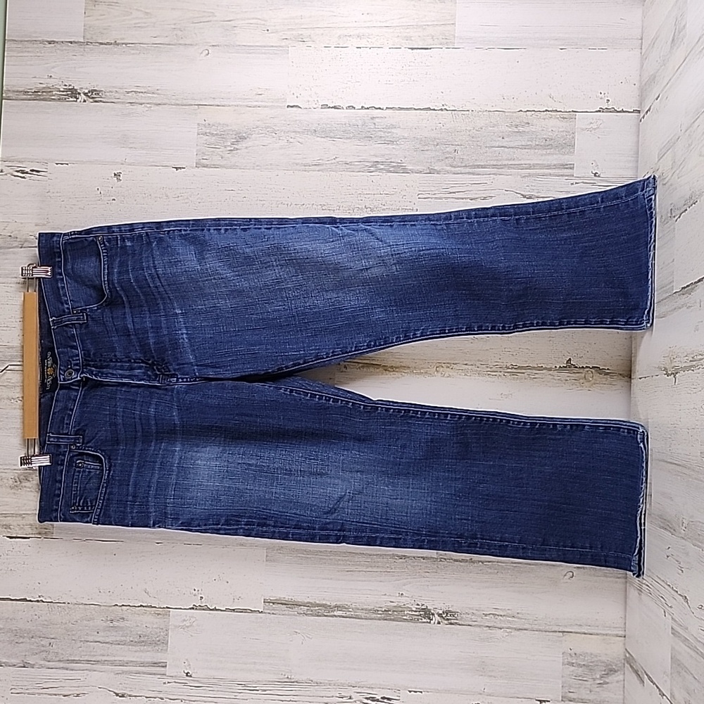 Lucky Brand 221 Original Straight premium dark wash denim blue jeans Size 38 /30